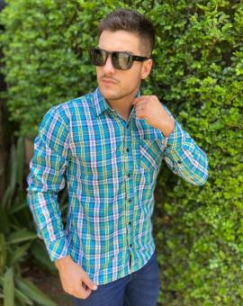 Camisa Xadrez Masculina Manga Longa Slim