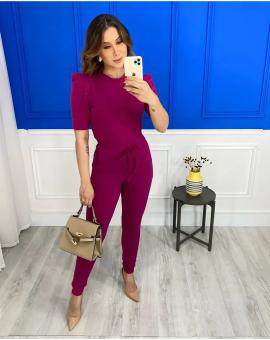 Conjunto Feminino Moletinho Calça e Blusa Manga Bufante