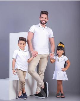 Kit Tal Pai Tal Filha Camiseta Polo e Vestido