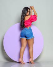 Short Jeans Feminino com Babado na Barra Atacado na Rua 44 em Goiânia