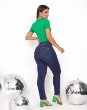Calça Jeans Feminina Básica Skinny Azul Escura na Rua 44 Goiania