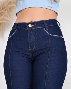 Calça Jeans Feminina Cós Médio Lavagem Escura