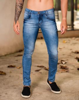 Calça Jeans Masculina Skinny Lavagem Clara