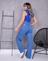 Calça Wide Leg Jeans Feminina Cintura Alta Atacado na Rua 44 em Goiânia