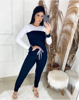 Conjunto Feminino Canelado Inverno Calça e Blusa