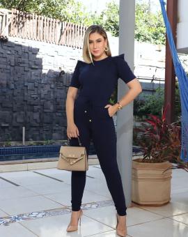 Conjunto Moletinho Feminino Manga Curta com Calça