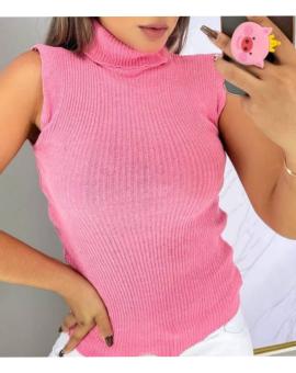 Regata Tricot Gola Alta Canelada Garrafinha