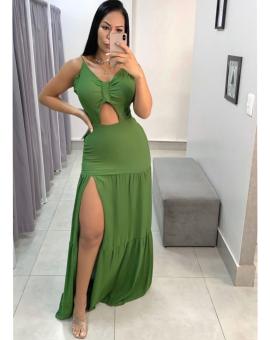 Vestido Longo com Fenda de Alcinha
