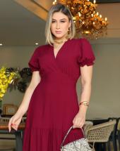 Vestido Longo de Manguinha Bufante Decote V na Rua 44 em Goiânia