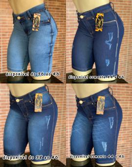 Bermuda Jeans Ciclista Feminina Cintura Alta