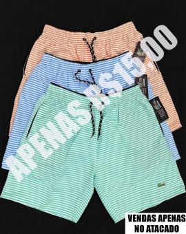 Bermuda Masculina Tactel Lacoste Listrada – Atacado