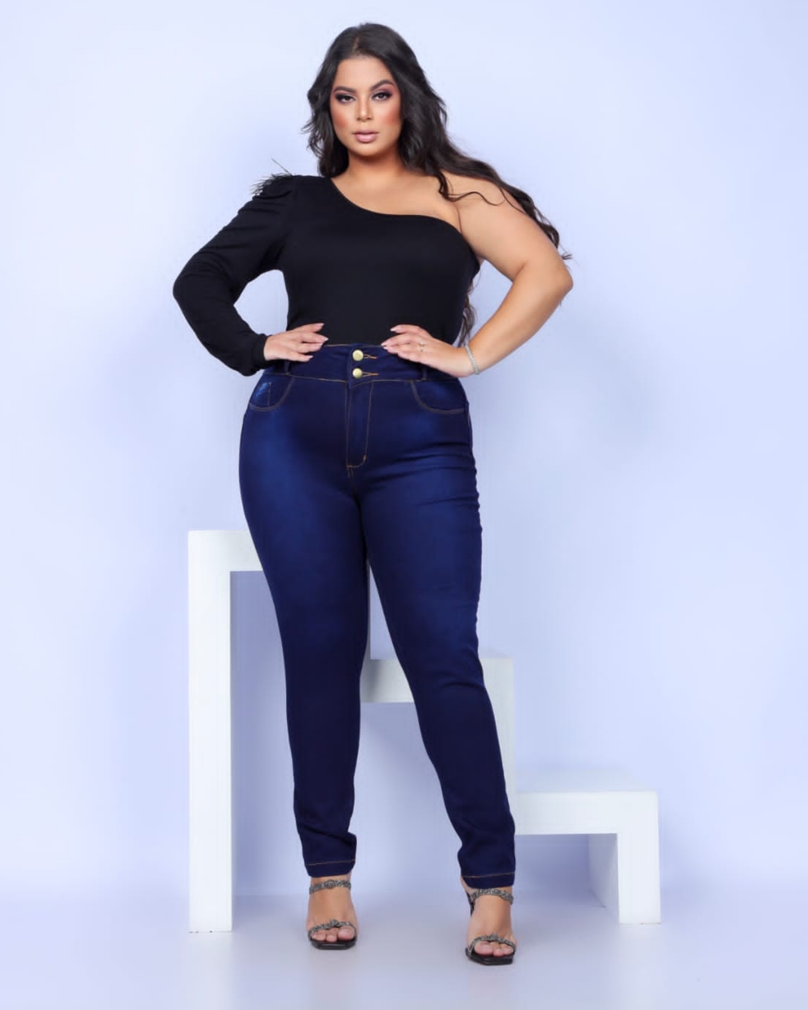 Calça jeans escuro Plus Size