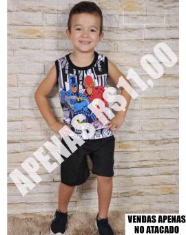 Conjunto Infantil Masculino Short e Blusa Personagens – Atacado