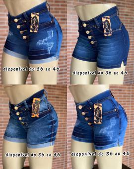Short Jeans Feminino Atacado Cintura Alta com Botões