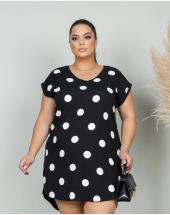 Vestido Curto Plus Size de Manguinha Estampa Poá Atacado na Rua 44 em Goiânia