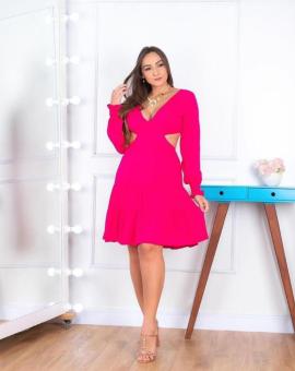 Vestido Soltinho Manga Longa Decotado