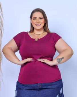 Blusa Feminina Plus Size Manga Curta na Viscolycra