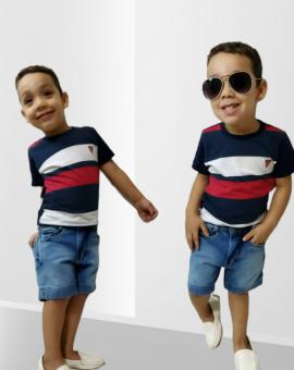 Camiseta Infantil Básica Listrada