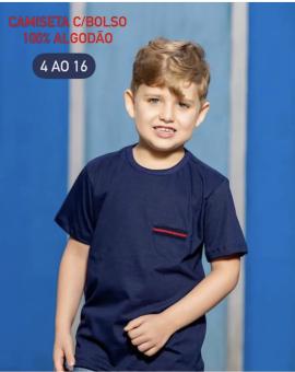 Camiseta Infantil Masculina Básica 100% Algodão