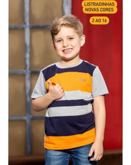 Camiseta Infantil Masculina Básica Listrada