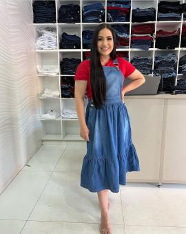 Jardineira Jeans Gode Midi Evangélica