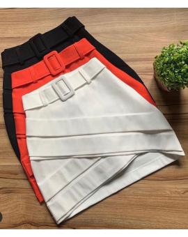 Short Saia no Bengaline com Cinto Várias Cores