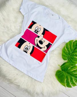 T-Shirt Feminina Algodão Estampada Mickey Branca