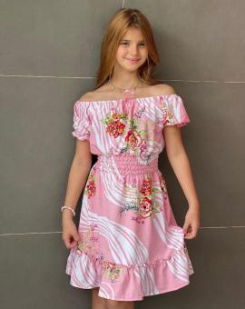 Vestido Infantil Ciganinha Estampado com Lastex