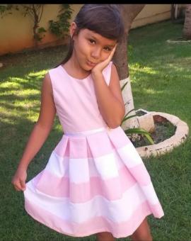 Vestido Infantil Menina Básico Listrado