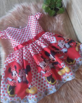 Vestido Infantil Menina de Manguinha Temático Minnie