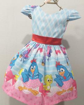 Vestido Infantil Rodado de Manguinha Temático