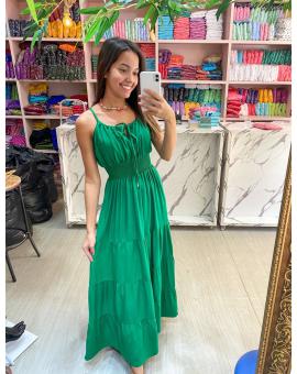 Vestido Longo Casual Liso com Lastex