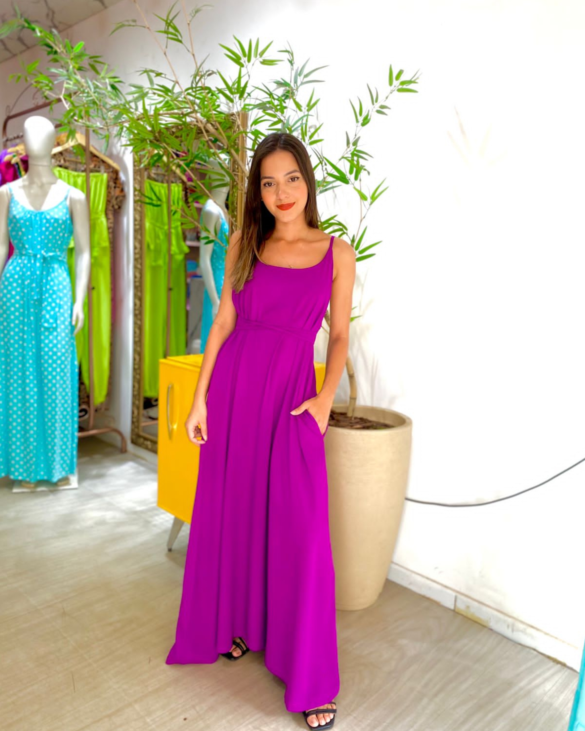 Vestido longo simples sales liso