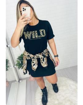 Vestido T-Shirt Manga Curta no Algodão Estampado