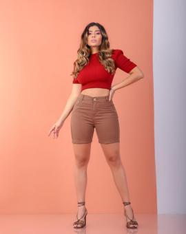 Bermuda Feminina Jeans Ciclista Colorida