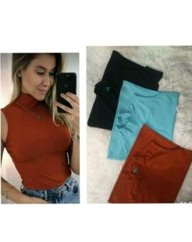 Blusa Feminina Canelada Gola Alta