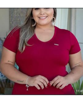 Blusa Feminina Plus Size com Manguinha Viscolycra