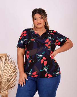 Blusa Plus Size de Viscose Estampada