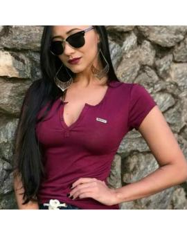 Blusinha Feminina Manga Curta Decotada