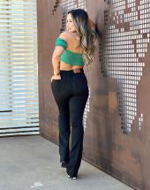 Calça Flare Feminina Jeans Preta Cintura Alta Atacado na Rua 44 em Goiânia