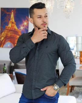 Camisa Social Manga Longa Estampada