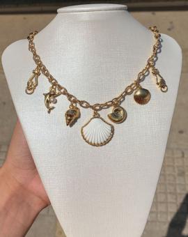 Colar Feminino Folheado Corrente com Pingentes