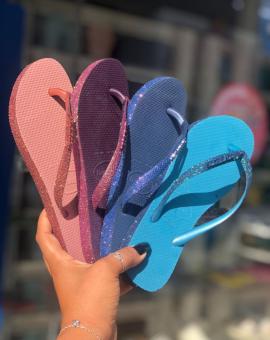 Havaianas Femininas Slim Glitter Várias Cores