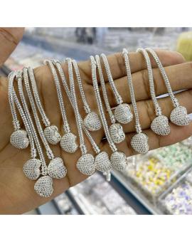 Pulseira Prata Fecho Coração Cravejada