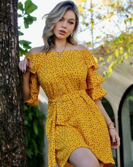 Vestido Ciganinha Estampado com Amarração