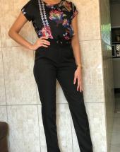 Calça Alfaiataria Feminina Cintura Alta Preta Atacado na Rua 44 em Goiânia