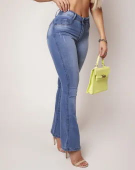 Calça Flare Jeans Cintura Alta Clara