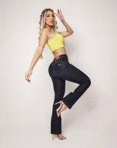 Calça Flare Jeans Cintura Alta Escura Atacado na Rua 44 em Goiânia