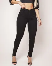 Calça Jeans Feminina Cintura Alta Preta Atacado na Rua 44 em Goiânia