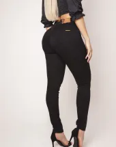 Calça Jeans Feminina Cintura Alta Preta Atacado na Rua 44 em Goiânia